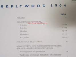 Finsk Björkplywood - Suomalainen koivuvaneri 1963 -laatuluokitus ja ominaisuudet, tekniset tiedot