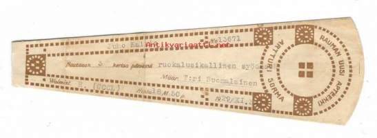 Rauman Uusi  Apteekki Rauma Artturi Sorma  - resepti signatuuri  1932