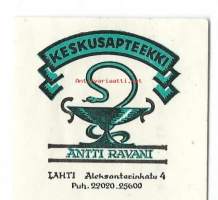 Keskusapteekki   Antti Ravani Lahti - resepti signatuuri   1967