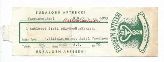 Eurajoen Apteekki  Eurajoki - resepti signatuuri   1970