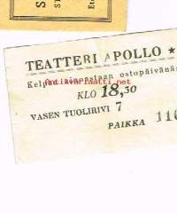 Vanha Elokuvalippu Teatteri Apollo Helsinki