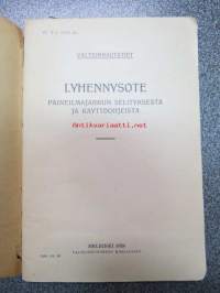 Valtionrautatiet - Lyhennysote paineilmajarrun selityksestä ja käyttöohjeista, 1926