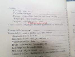 Junien painekaasuvalaistuksen selitys ja hoito-ohjeet - 1928 - Beskrivning över pressgasbelysning i bantågen jämte regler för dess skötsel