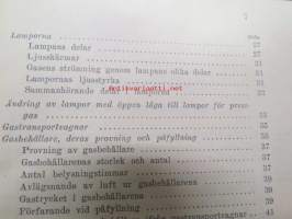 Junien painekaasuvalaistuksen selitys ja hoito-ohjeet - 1928 - Beskrivning över pressgasbelysning i bantågen jämte regler för dess skötsel