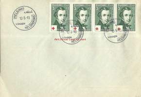 Punainen Risti 3 mk + 1 mk   - ensipäiväkuori  10.5.1948  LaPe 345
