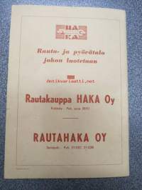 Tunturi-Haka ajo - kansainvälinen 3 päivän etappiajo 5-7.61964 reitillä Kokkola - Seinäjoki - Pori - Turku -käsiohjelma