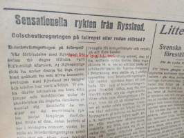 Hufvudstadsbladet Extranumer Lördagen den 13 april 1918 + Söndagen 14 april + Måndagen 15 april + Tisdagen 16 april + Extra nummer II onsdagen den 17 april