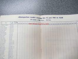 Slottsparken rundt (Oslo) - Mandag 12. juni 1961-käsiohjelma