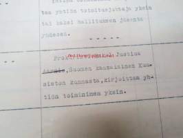 Wihuri-Yhtymä Oy - Aarnio Osakeyhtiö Turku, Ote kaupparekisteristä 14.1.1953, mainitaan Rakel Justina Aarnio-Wihuri, prokuristi Olga Maria Leväkari