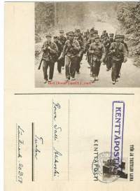 Marssi - sotilaspostikortti   kulkenut 1942  Kenttäpostia