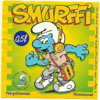 Smurffi Päärynälimonaadi  0,5 -  juomaetiketti