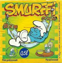 Smurffi Päärynälimonaadi  0,5 -  juomaetiketti