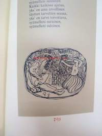 Juhla-Kanteletar, omassa kotelossaan, kuvitus Akseli Gallen-Kallela
