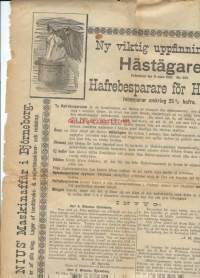 Hafrebesparare för hästar / patentoitu kauransäästäjä - tuote-esite 1897 n 30x40 cm taitettu 4 osaan
