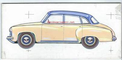 Wartburg Limousine / alkuperäismaalaus levylle  n 10x20 cm