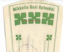 Mikkelin Uusi Apteekki - resepti signatuuri  1940