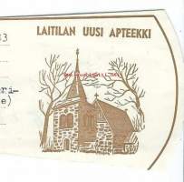 Laitilan Uusi  Apteekki  - resepti signatuuri  1964