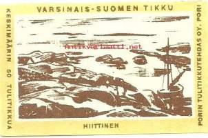 Varsinais-Suomen Tikku Hiittinen  -  tulitikkuetiketti