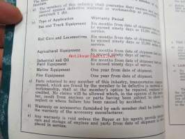 Ford - Hercules Motor Corporation (Canton, Ohio) Diesel Engine Model DOOD 4 1/2&quot; x 4 1/2&quot; Parts List For Ford 1 1/2 Ton Chassis (Section I - English, Section II