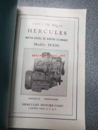 Ford - Hercules Motor Corporation (Canton, Ohio) Diesel Engine Model DOOD 4 1/2&quot; x 4 1/2&quot; Parts List For Ford 1 1/2 Ton Chassis (Section I - English, Section II