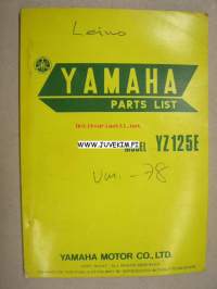 Yamaha YZ125E 1978 -varaosaluettelo