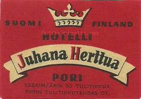 Juhana Herttua Pori -  tulitikkuetiketti