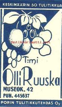 Olli ruuska Museokatu-  tulitikkuetiketti