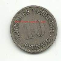 Saksa - 10 pfennig  1874 C  - kolikko