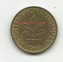 Saksa - 10  pfennig  1969 G  - kolikko