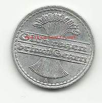 Saksa - 50  pfennig  1921 A  - kolikko