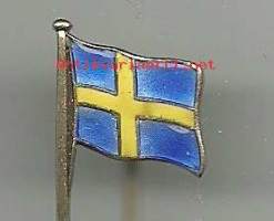 Ruotsin lippu -  rintamerkki neulamerkki  hopea/emali  n 10x10 mm
