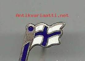 Suomen  lippu -  rintamerkki  neulamerkki  10x15 mm  hopea/emali