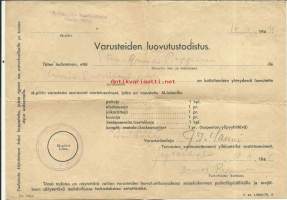 Varusteiden luovutus 16.11.1944