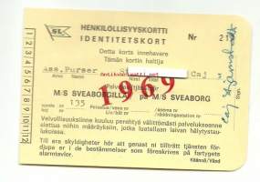 Henkilöllisyyskortti 1969 / M/S Sveaborg