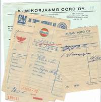 Auto aiheisia kuitteja 1960- luku  5 eril -firmalomake