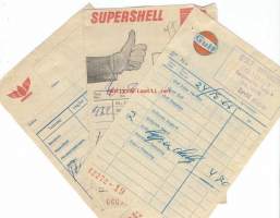 Gulf, Union ja Shell huoltoasemakuitteja 1960-luku -  firmalomake 3 kpl