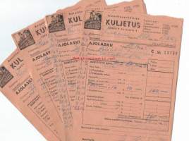 Autotilausyhdistys Kuljetus Turku kuitteja 1960-luku -  firmalomake  8 kpl