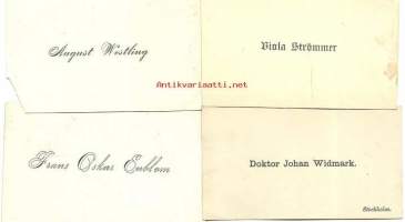 Edith Berg Fgervik, O.Wiborg-Larsen, Arnold Hoeltzer ja Willy von Bonsdorff - 1800-luvunkäyntikortti 4 kpl