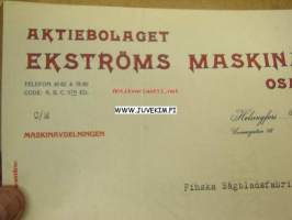 Aktiebolag Ekström Maskinaffär Osakeyhtiö 2.6.1918 -asiakirja