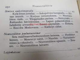 Neuvostoliitto - Kulisseja ja taustaa -saksalainen, vielä voitontoiveinen kirja, jossa esitellään Neuvostoliiton järjestelmää ja sen julmuuksia