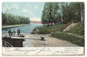 Wesijärven kanava  - paikkakuntapostikortti, paikkakuntakortti kulkenut 1916 merkki pois