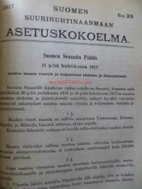 Suomen Suuriruhtinaanmaan Asetuskokoelma vuodelta 1917. Numerot 1-130. Asetus-Kokoelma