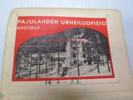 Laulun siivin - Suomen Sosiaalidemokraattinen Nuorisoliitto / Nuorten Kotkain Keskusliitto -laulukirja + lisä osa, liimattuna Kiljavan ja Pajulahden paperitarrat
