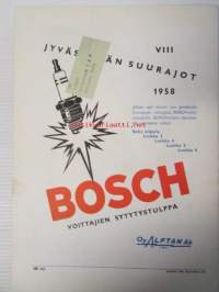 Suomen Autolehti 1958 nr 9 syyskuu, sis. mm. seur. artikkelit / kuvat / mainokset; Koiviston Auto Oy 30-vuotias, katso sisältö kuvista tarkemmin.