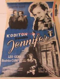 Koditon Jennifer - Hemlös Jennifer, pääosissa Janette Scott, Leo Glenn, Beatrice Campbell -elokuvajuliste