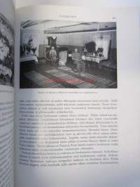 Meidän Maa, Suomi sanoin ja kuvin, kohokuvioitu kokonahkainen (punainen) loistosidos - painettu numeroituna 1600 kappaletta Turun Chromopaperitehdas Oy:n