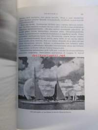 Meidän Maa, Suomi sanoin ja kuvin, kohokuvioitu kokonahkainen (punainen) loistosidos - painettu numeroituna 1600 kappaletta Turun Chromopaperitehdas Oy:n
