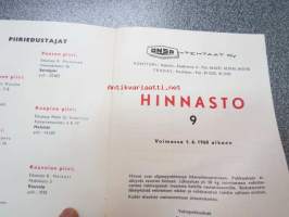Onsa maalihinnasto 1960