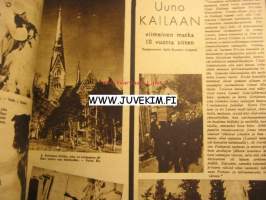 Suomen Kuvalehti 1943 nr 12, kansikuva Helena Kara, mottimestarit vierailulla pääkaupungissa (Impi Ahonen, Arvo Reijola, Pentti Ikävalko, Arvo Hirvonen), Pekka