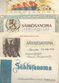 Sähkösanoma 4 eril lomaketta 1949 - telegram